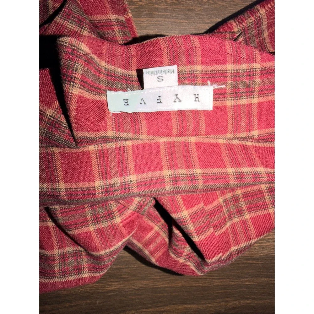 Hyfve Womens Red Plaid Cropped Single Button Blazer Top Small HF22F822